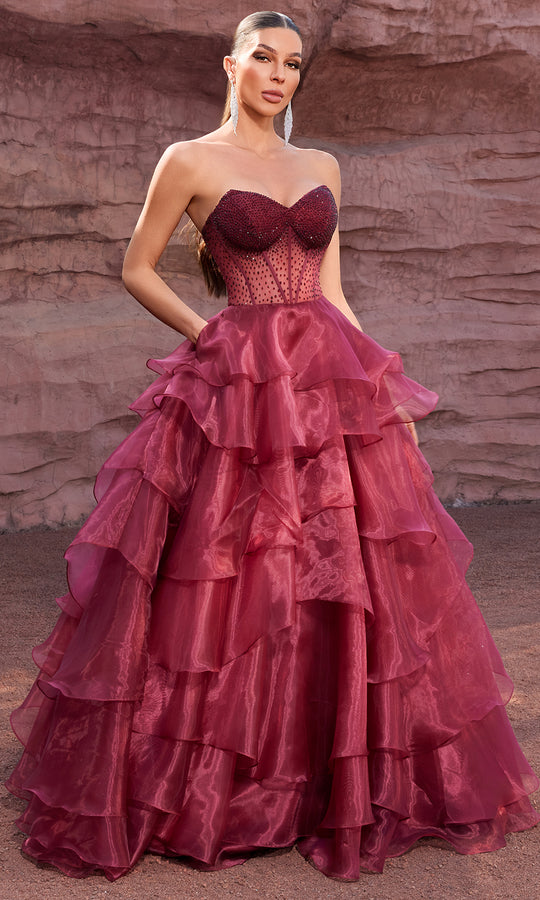 J'Adore Dresses J27003 - Sweetheart Tiered Ruffle Ballgown