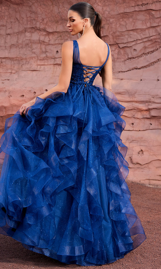 J'Adore Dresses J27019 - Layered Ruffle Ballgown with Embroidery