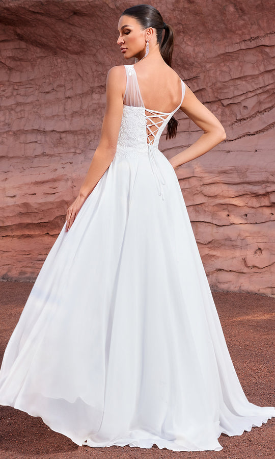 J'Adore Dresses J27020 - Wide Strap Embroidered A-Line Gown