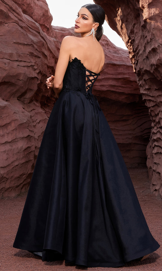 J'Adore Dresses J27021 - Strapless Corset Floral Applique Ballgown