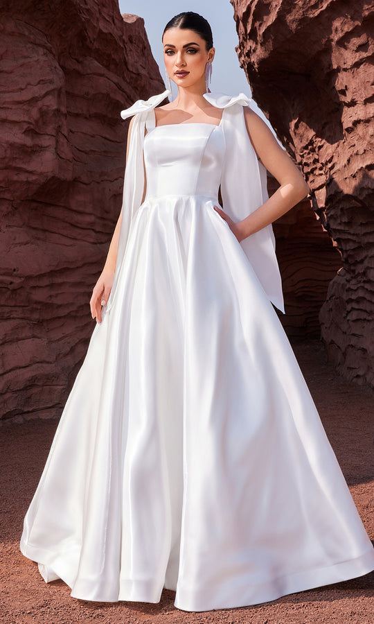 J'Adore Dresses J27026 - Bow Shoulder Water Satin Ballgown