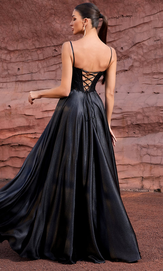 J'Adore Dresses J27039 - Shimmer Satin Sleeveless Gown with Embroidery