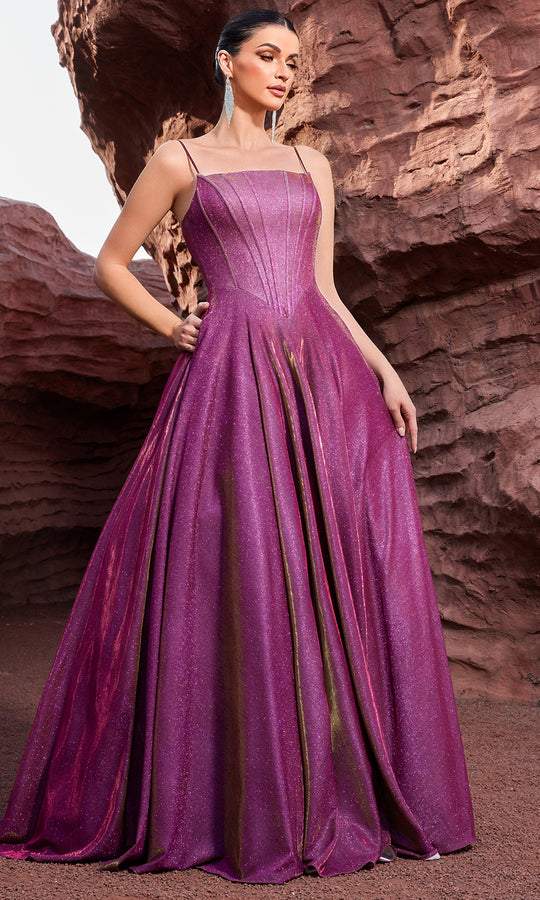 J'Adore Dresses J27044 - Sparkle Satin Ballgown with Lace Up Back