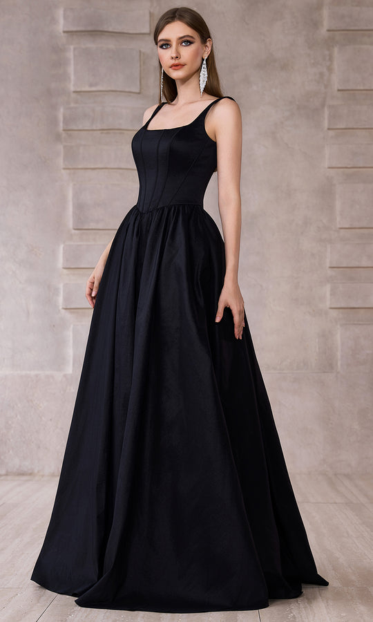 J'Adore Dresses J28012 - Square Neck Taffeta Minimalist Ballgown