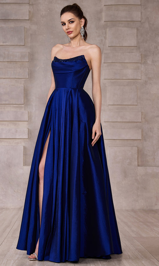 J'Adore Dresses J28013 - Beaded Accent Scoop Neck Evening Gown