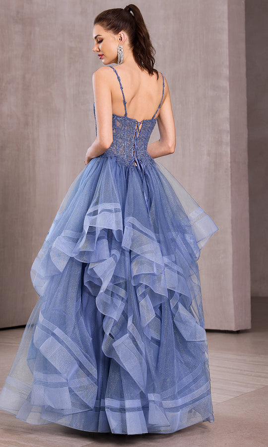 J'Adore Dresses J28024 - Semi-Sweetheart Neck Layered Ballgown