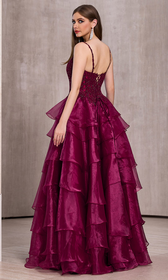J'Adore Dresses J28029 - Embellished Scoop Neck Tiered Ballgown