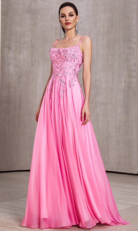J'Adore Dresses J28038 - Embroidered Gradient A-Line Evening Gown