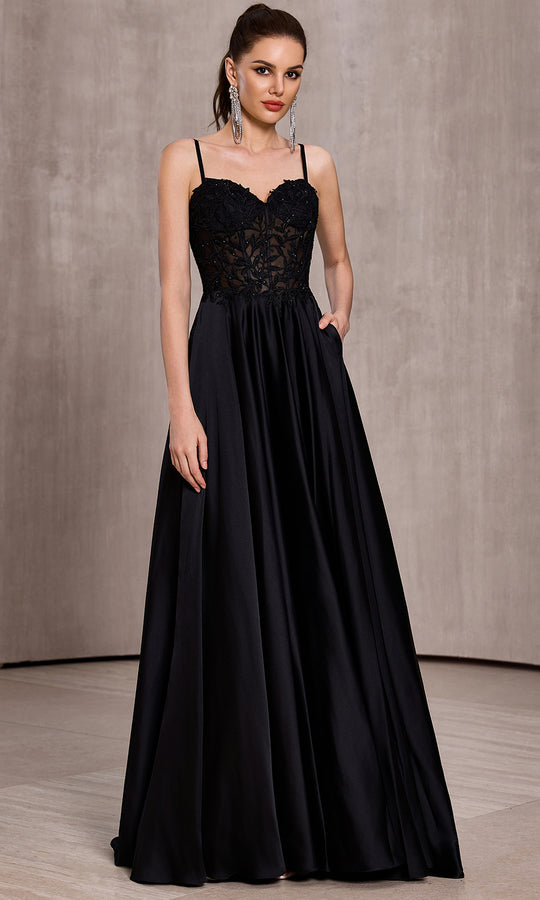 J'Adore Dresses J28044 - Embroidered Illusion Bodice A-Line Gown