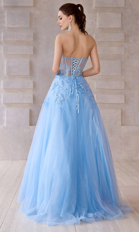 J'Adore Dresses J28048 - Draped Straight Neck Layered Ballgown