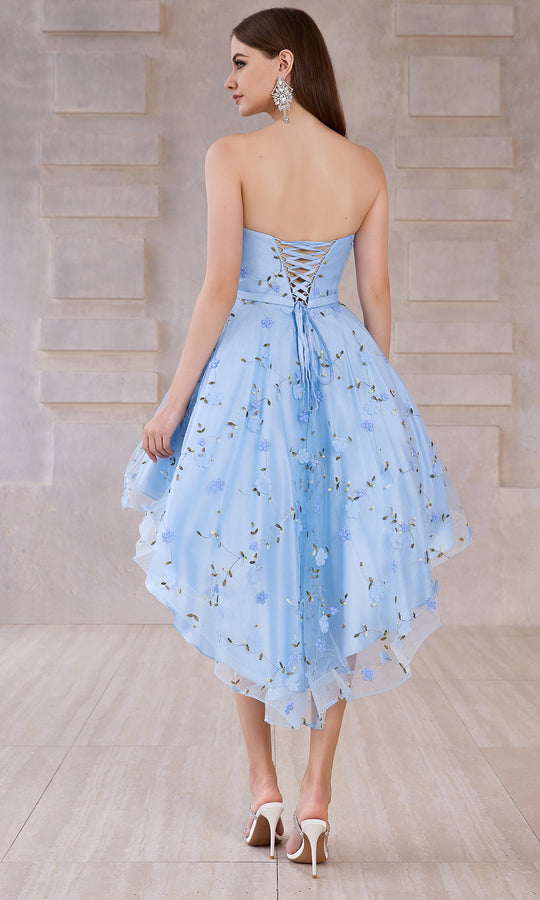 J'Adore Dresses J28087 - Semi-Sweetheart High Low Dress with Applique