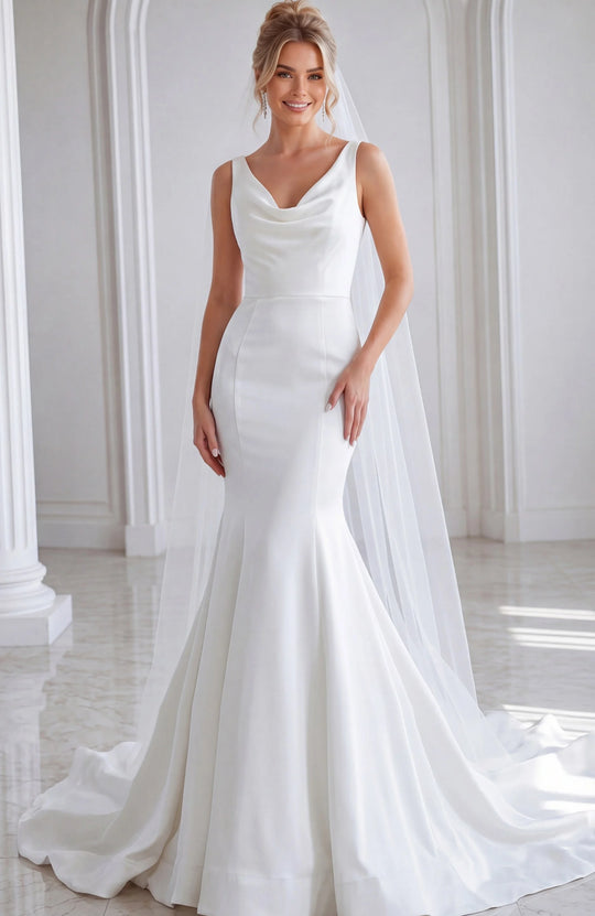 Jovani Bridal - JB03910 Cowl V Neck Bridal Dress