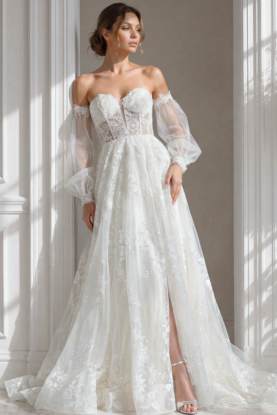 Jovani Bridal JB220004 - Floral Lace Corset Bridal Gown
