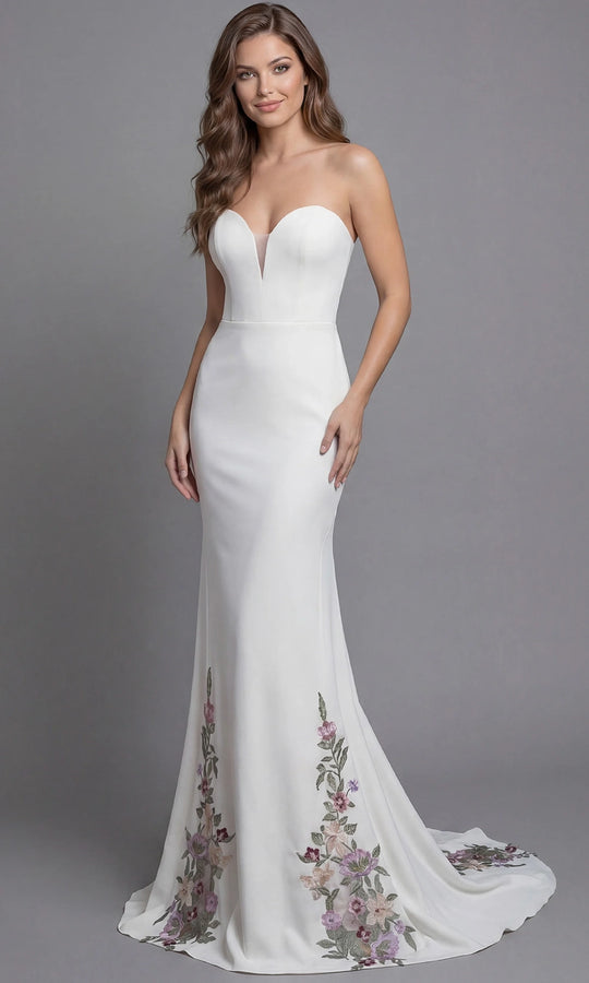 Jovani Bridal JB43902 - Floral Embroidered Plunging Sweetheart Gown