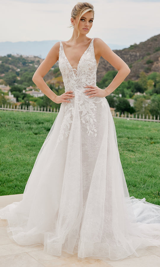 Nox Anabel JE1060L - Lace V Neck Tulle A Line Gown