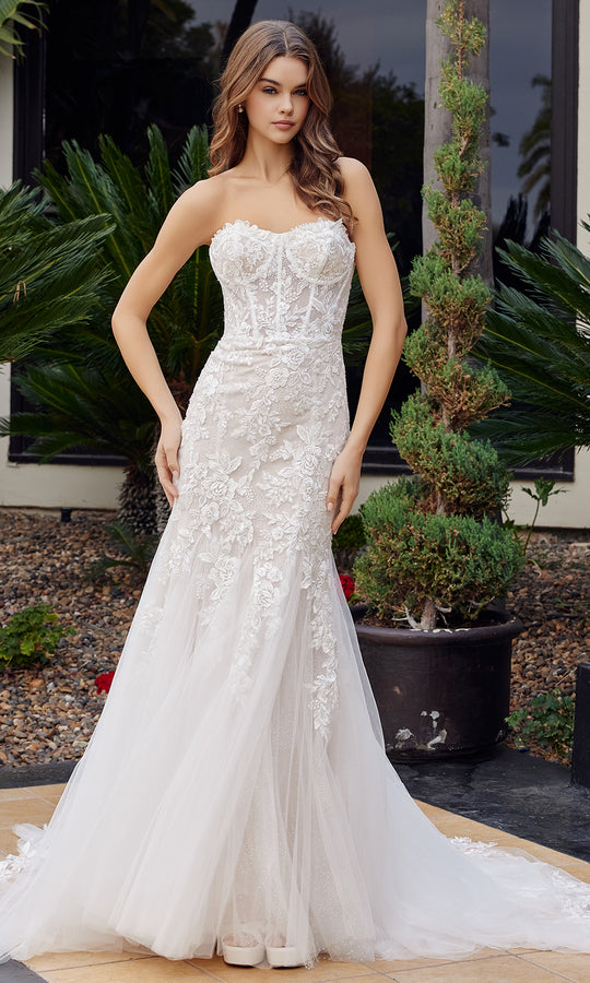 Nox Anabel JE1061L - Strapless Lace Corset Tulle Gown