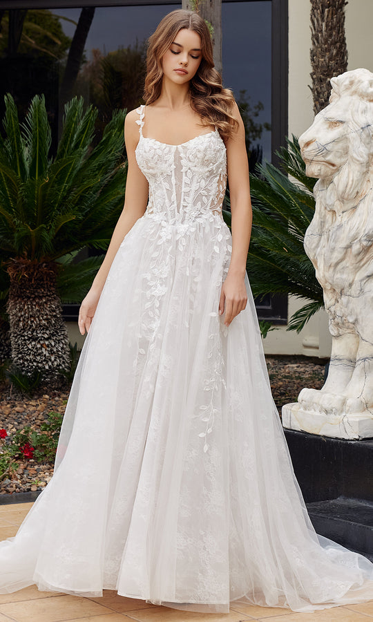 Nox Anabel JE1062L - Sheer Corset Lace Tulle Bridal Gown