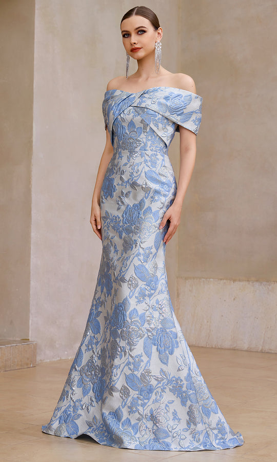 J'Adore Dresses JM508 - Mermaid Skirt Floral Brocade Evening Gown
