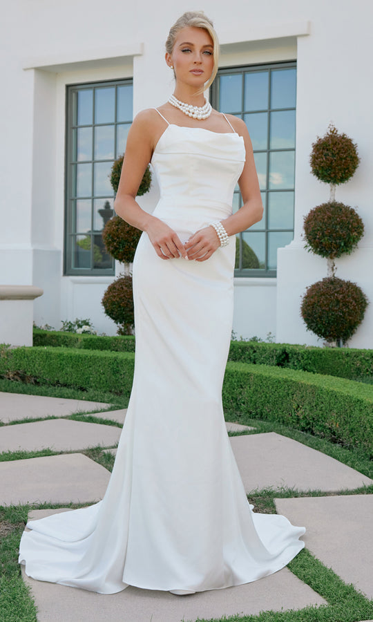 Nox Anabel JW1047 - Spaghetti Strap Column Bridal Gown
