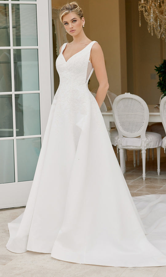 Nox Anabel JW1049 - Textured V Neck A Line Gown