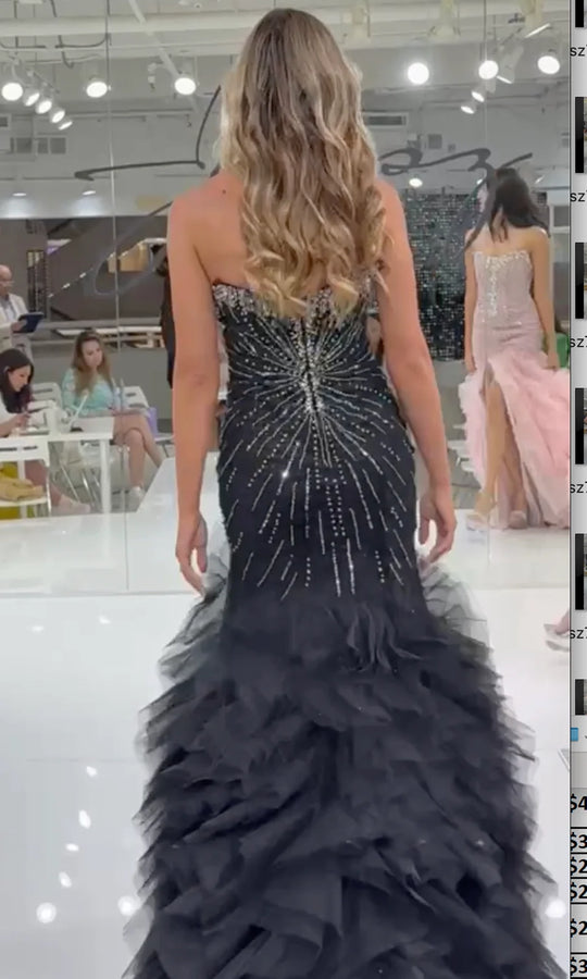 Jasz Couture 7905 - Beaded Starburst Ruffle Mermaid Prom Gown
