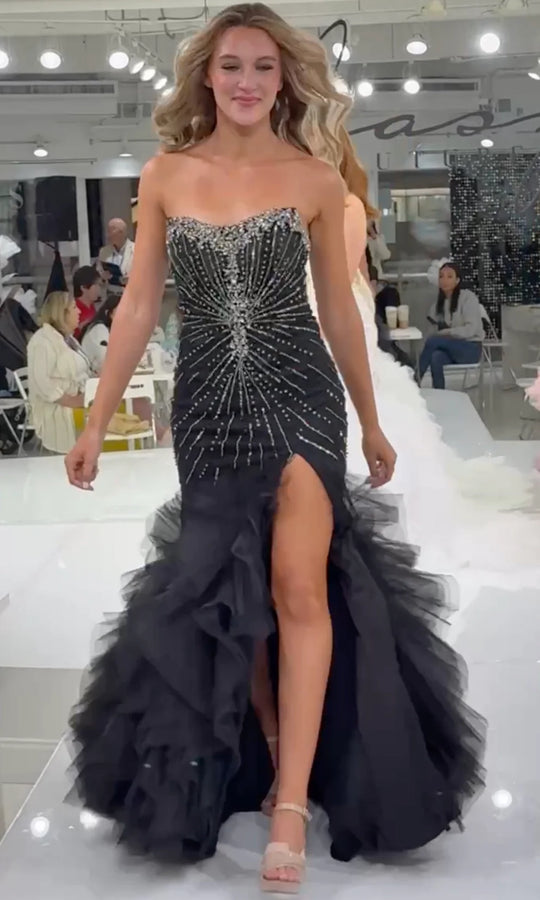 Jasz Couture 7905 - Beaded Starburst Ruffle Mermaid Prom Gown