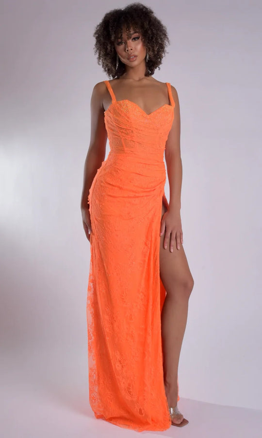Jasz Couture 7913 - Sweetheart Lace High Slit Prom Gown