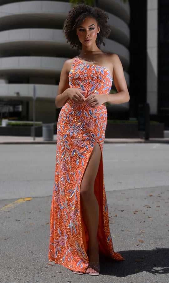 Jasz Couture 7928 - Strappy Lace-Up Back Sequin Evening Gown