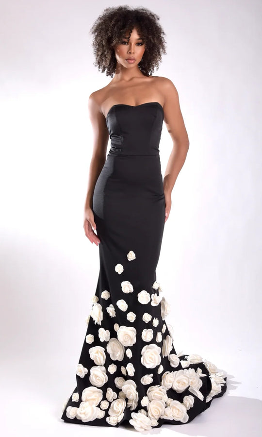 Jasz Couture 7945 - 3D Floral Hem Sweetheart Evening Gown