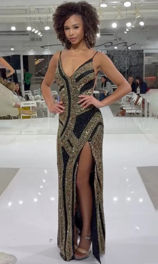Jasz Couture 7948 - Backless Embellished Spaghetti Strap Prom Gown