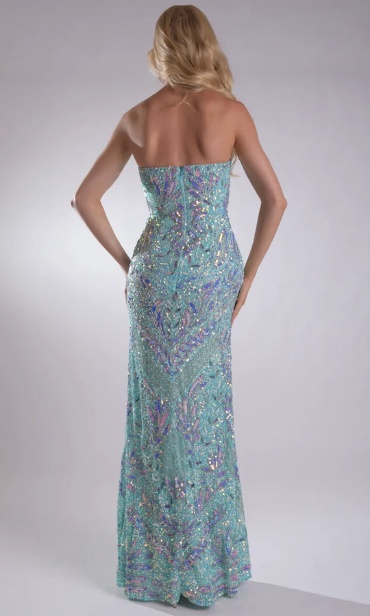 Jasz Couture 7959 - Scalloped V-Neckline Beaded Evening Gown