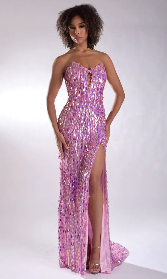 Jasz Couture 7973 - Sequin Ornate V-Neckline Sheath Gown
