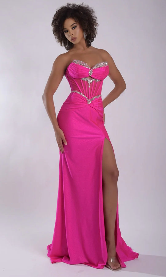 Jasz Couture 7978 - Beaded Trim Illusion Bodice Strapless Gown