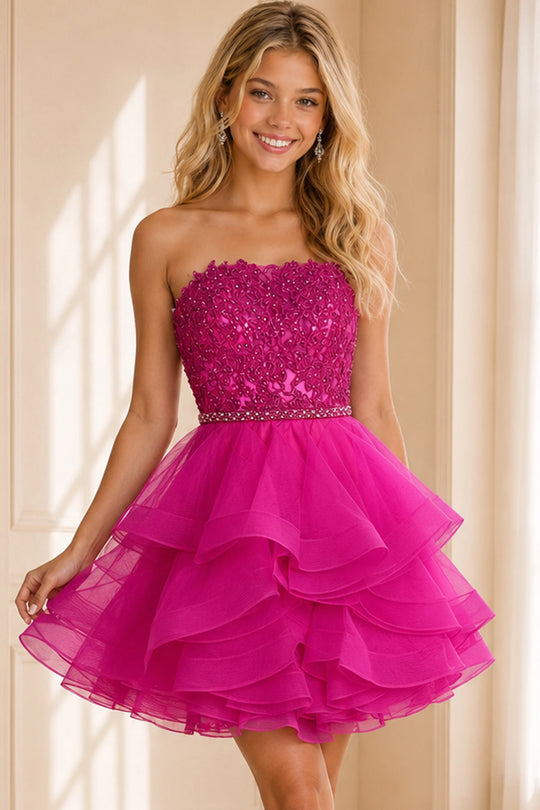 Jovani 24371 - Strapless Tulle Cocktail Dress