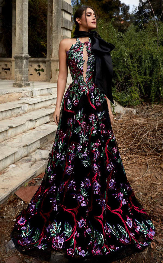 MNM Couture K3951 - Floral A-Line Formal Dress