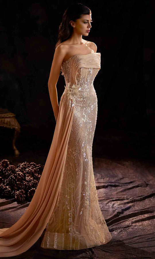 MNM Couture K4206 - Straight Across Beaded Sheath Gown