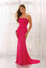 Colette by Daphne LC9001 - Beaded Ornate Straight Neck Prom Dress In Pink