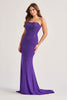 Colette by Daphne LC9001 - Beaded Ornate Straight Neck Prom Dress In Purple