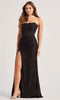 Colette by Daphne LC9003 - Corset Bodice Lace Prom Dress In Black