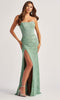 Colette by Daphne LC9003 - Corset Bodice Lace Prom Dress In Green