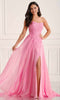 Colette by Daphne LC9008 - Embroidered Scoop Neck A-Line Dress In Pink