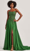 Colette by Daphne LC9008 - Embroidered Scoop Neck A-Line Dress In Green