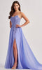 Colette by Daphne LC9008 - Embroidered Scoop Neck A-Line Dress In Purple