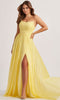 Colette by Daphne LC9008 - Embroidered Scoop Neck A-Line Dress In Yellow