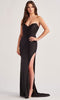 Colette by Daphne LC9010 - Embellished Slit Sweetheart Prom Dress In Black