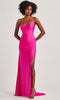 Colette by Daphne LC9010 - Embellished Slit Sweetheart Prom Dress In Pink