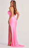 Colette by Daphne LC9010 - Embellished Slit Sweetheart Prom Dress In Pink
