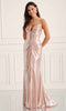 Colette by Daphne LC9017 - V-Neckline Draped Sheath Prom Dress In Pink
