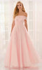 Colette by Daphne LC9050 - Floral Applique Off Shoulder Prom Dress In Purple Pink