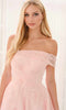 Colette by Daphne LC9050 - Floral Applique Off Shoulder Prom Dress In Pink